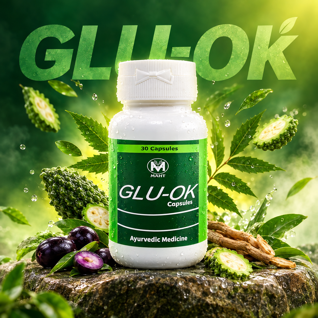 GLU-OK Ayurvedic Capsules for Blood Sugar Support