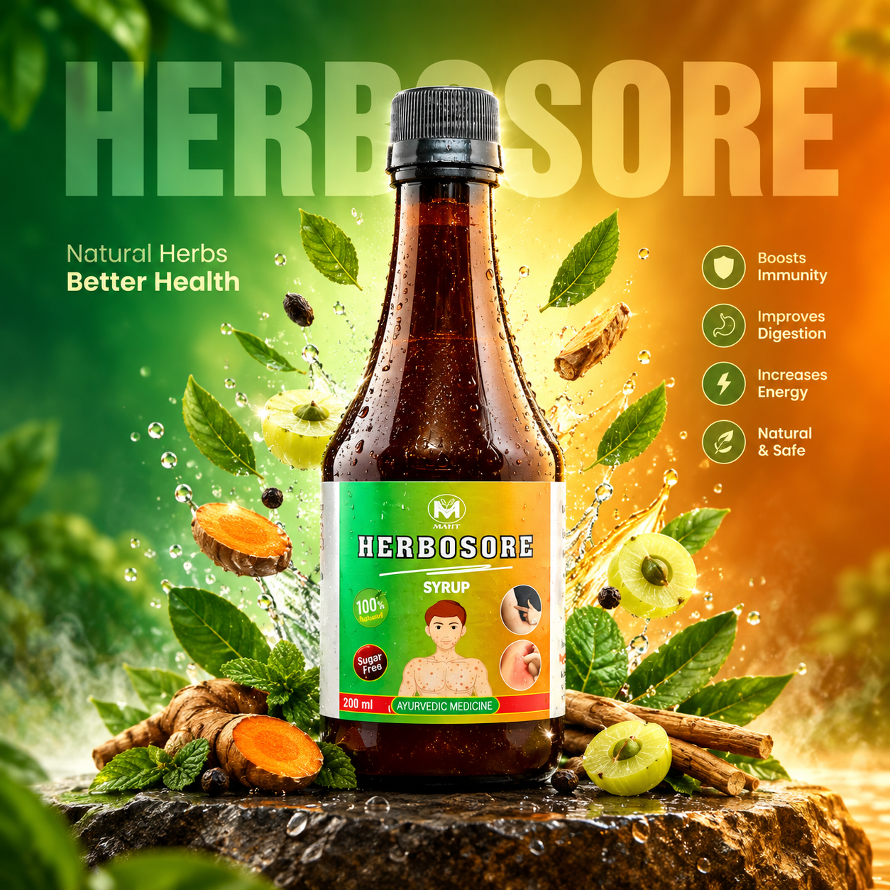 Herbosore Ayurvedic Syrup for Skin Wellness
